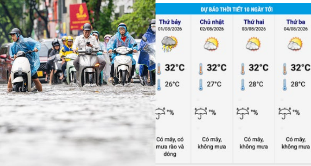 Tin thời tiết mới nhất 28/7: Mưa lớn bao tr&ugrave;m Miền Bắc, chi tiết thời tiết H&agrave; Nội 10 ng&agrave;y sắp tới