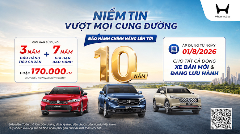 Honda Việt Nam giới thiệu chương tr&igrave;nh bảo h&agrave;nh ch&iacute;nh h&atilde;ng l&ecirc;n tới 10 năm d&agrave;nh cho kh&aacute;ch h&agrave;ng &Ocirc;t&ocirc;