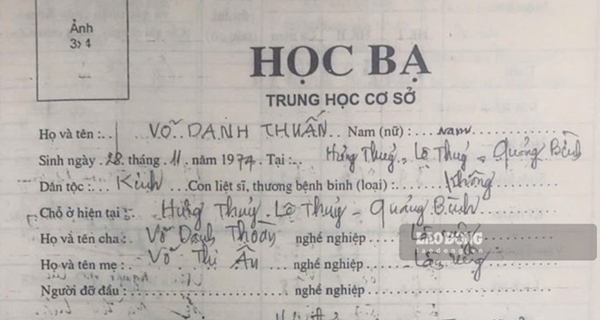 Chi tiết bất thường trong học bạ cấp 2 của Chủ tịch MTTQ x&atilde; ở Quảng Trị, Sở đề nghị c&ocirc;ng an x&aacute;c minh