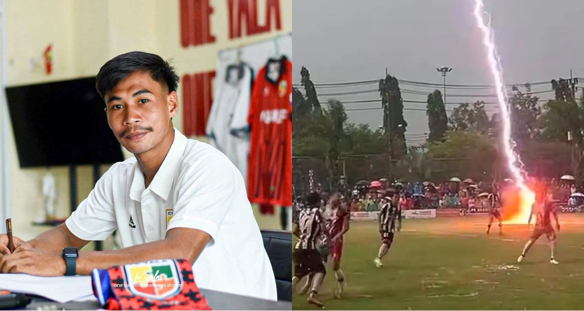 3 cầu thủ Th&aacute;i Lan thương vong v&igrave; bị s&eacute;t đ&aacute;nh khi đang thi đấu, camera ghi lại gi&acirc;y ph&uacute;t định mệnh