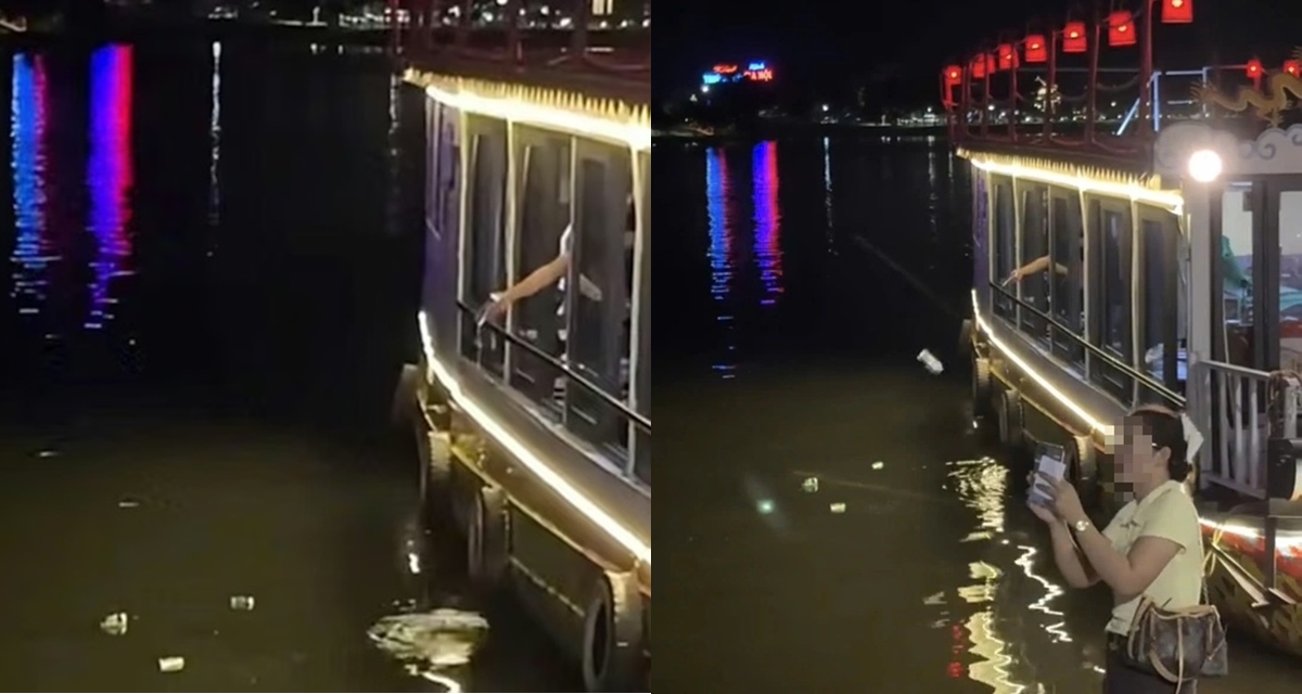T&igrave;m ra nh&oacute;m người đứng tr&ecirc;n thuyền n&eacute;m vỏ bia, chai nhựa xuống s&ocirc;ng Hương, chủ thuyền l&ecirc;n tiếng