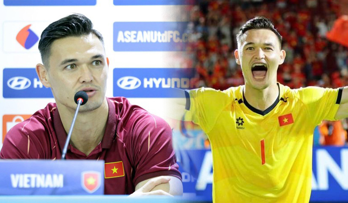 Thủ m&ocirc;n ĐT Việt Nam khiến Th&aacute;i Lan \'kh&oacute;c th&eacute;t\' tại AFF Cup 2026, tiết lộ b&iacute; quyết cứu thua đẳng cấp