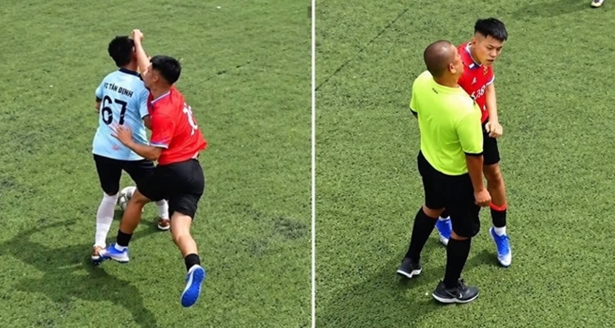 Cầu thủ U19 chơi xấu đối thủ, lao v&agrave;o &lsquo;c&agrave; khịa&rsquo; đ&ograve;i ăn thua với trọng t&agrave;i khi bị thẻ đỏ
