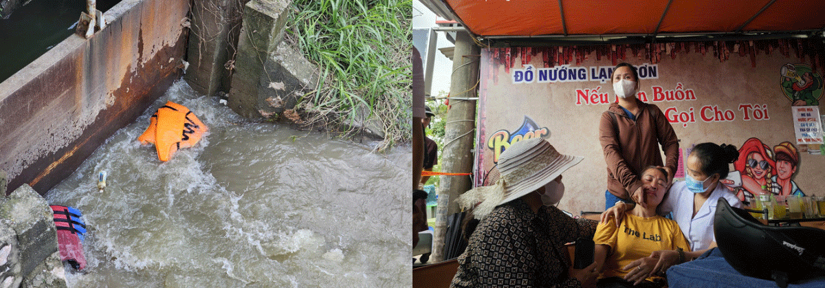 Người mẹ kh&oacute;c nghẹn, ngất lịm tại khu vực con trai tử vong trong ng&agrave;y H&agrave; Nội mưa lớn ngập s&acirc;u