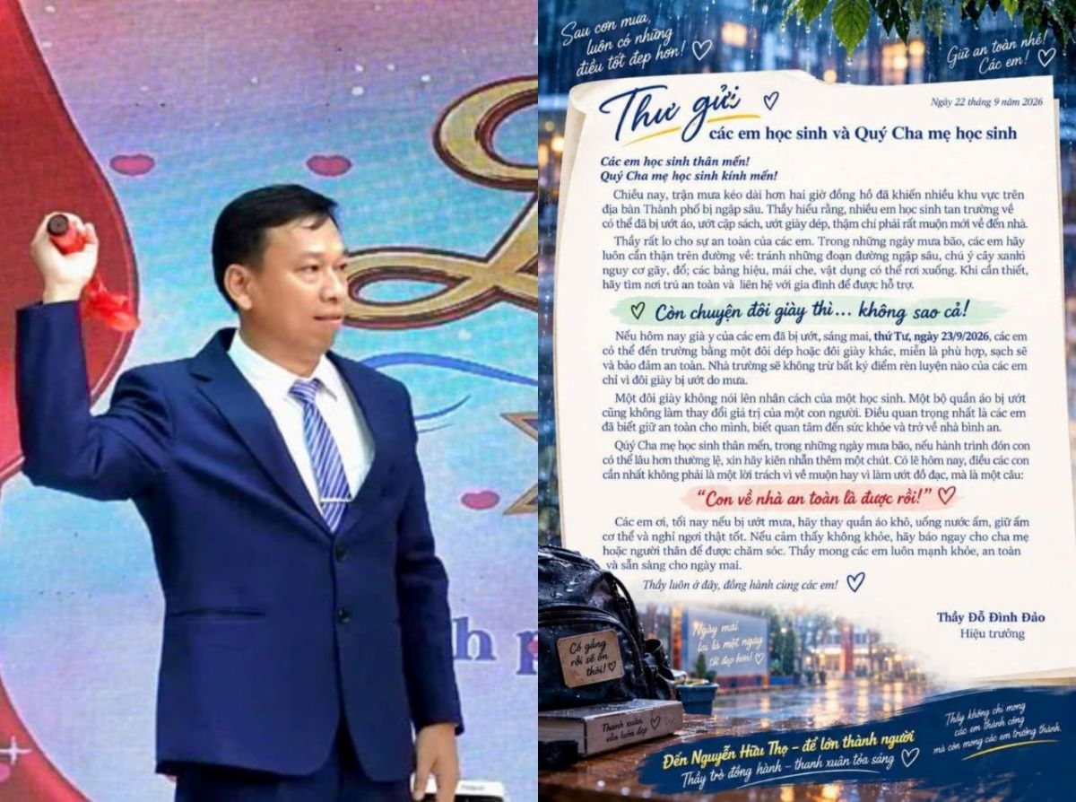 Thầy hiệu trưởng ở TP.HCM nhắn một c&acirc;u khiến phụ huynh x&uacute;c động sau trận mưa ngập