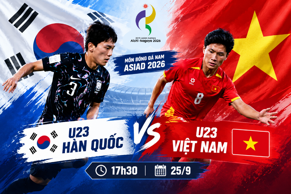Lịch thi đấu Tứ kết b&oacute;ng đ&aacute; nam ASIAD 2026 h&ocirc;m nay 25/9: U23 Việt Nam đấu U23 H&agrave;n Quốc l&uacute;c mấy giờ?