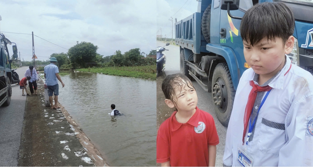 Nam sinh lớp 11 lao xuống s&ocirc;ng cứu 2 em nhỏ ở Ninh B&igrave;nh: Em kh&ocirc;ng biết bơi nhưng kh&ocirc;ng nghĩ nhiều