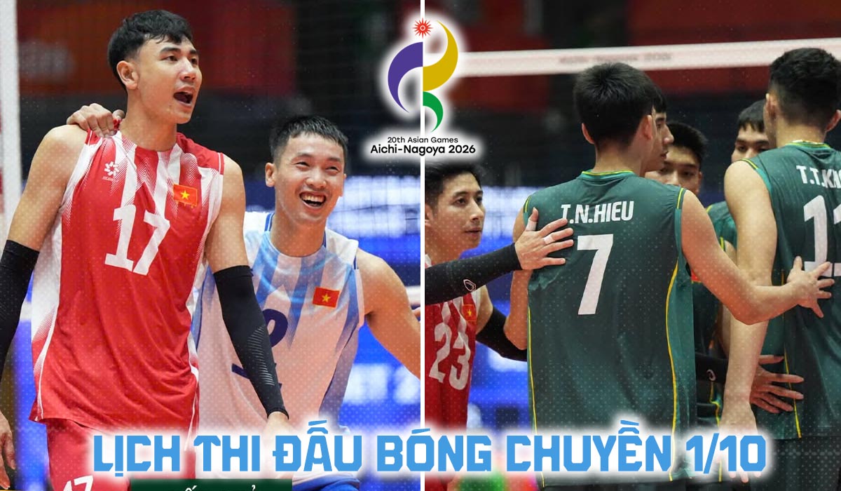 Lịch thi đấu b&oacute;ng chuyền h&ocirc;m nay 1/10: K&ecirc;nh ph&aacute;t s&oacute;ng tuyển Việt Nam đấu Uzbekistan ở ASIAD 2026