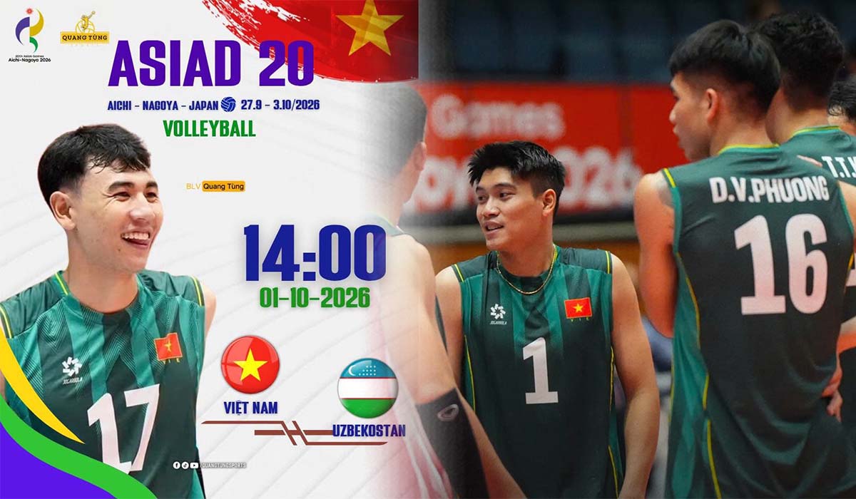 Xem TRỰC TIẾP b&oacute;ng chuyền Việt Nam vs Uzbekistan ở đ&acirc;u? VTV6, VTVgo trực tiếp b&oacute;ng chuyền ASIAD 2026