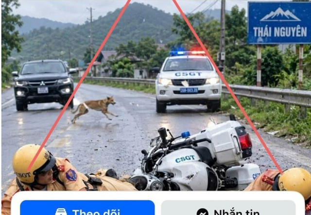Sự thật h&igrave;nh ảnh 2 CSGT gặp tai nạn khi đang l&agrave;m nhiệm vụ ở Th&aacute;i Nguy&ecirc;n