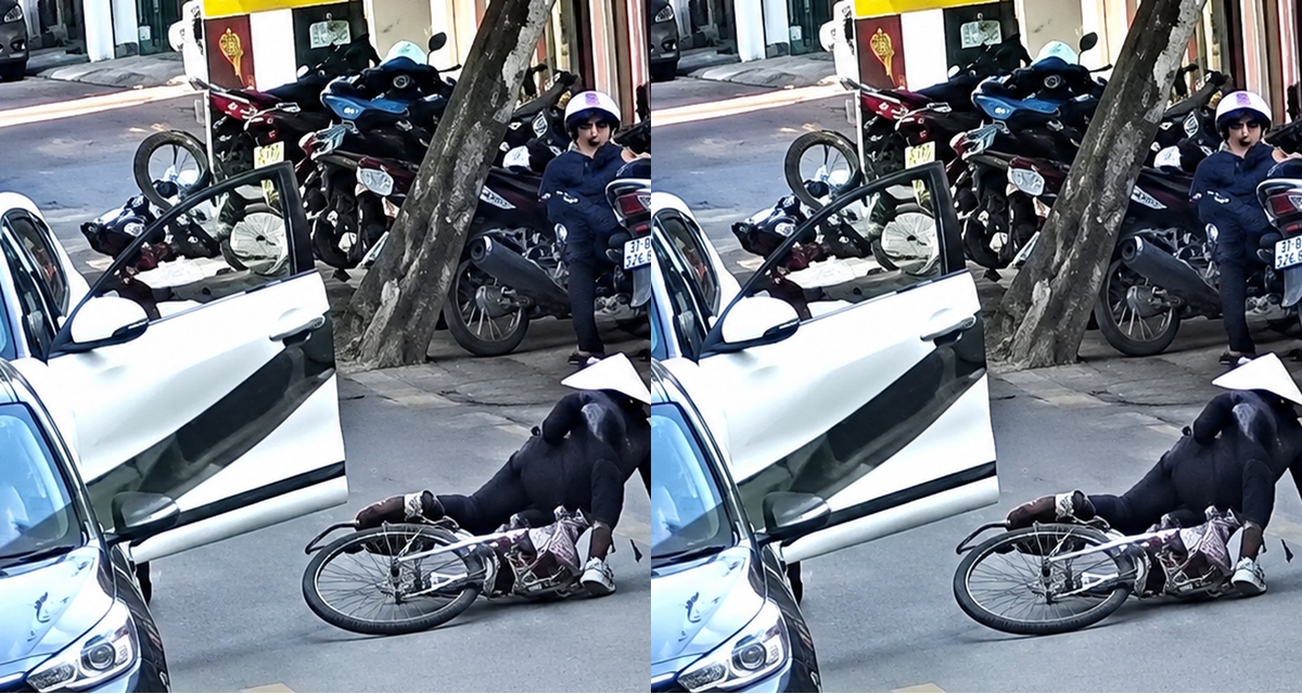 Tr&iacute;ch xuất camera vụ nữ t&agrave;i xế mở cửa bất cẩn khiến cụ b&agrave; đi xe đạp ng&atilde; ra đường, bị xe m&aacute;y t&ocirc;ng tr&uacute;ng