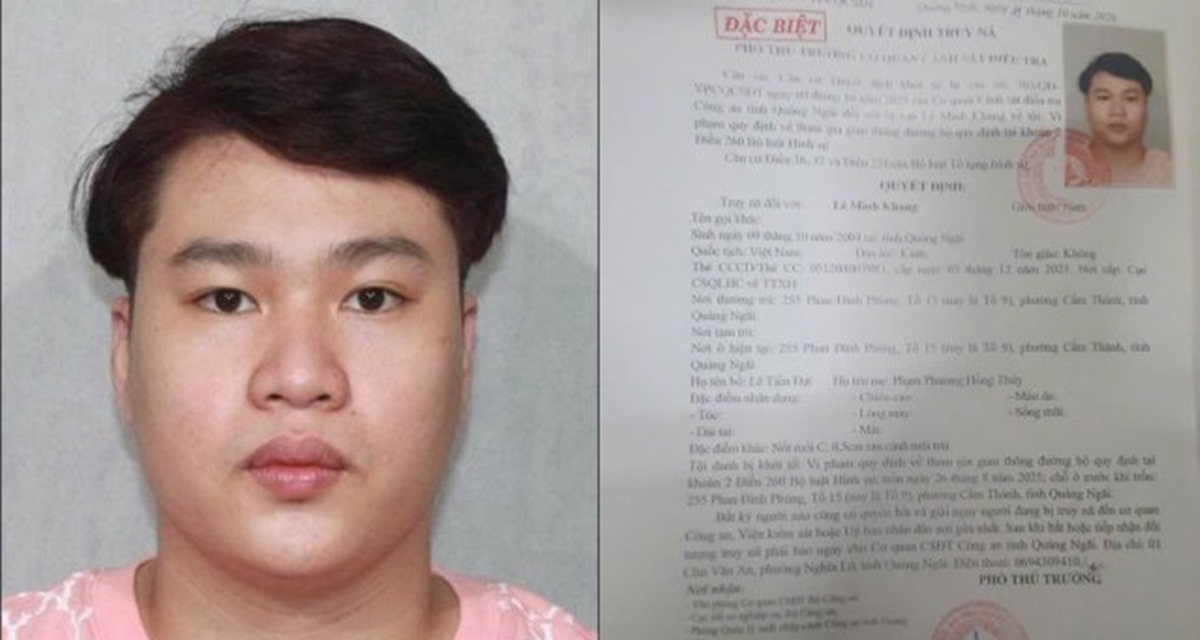 L&ecirc; Minh Khang SN 2004 bị truy n&atilde; đặc biệt, bất cứ ai cũng c&oacute; quyền bắt v&agrave; &aacute;p giải đến cơ quan c&ocirc;ng an