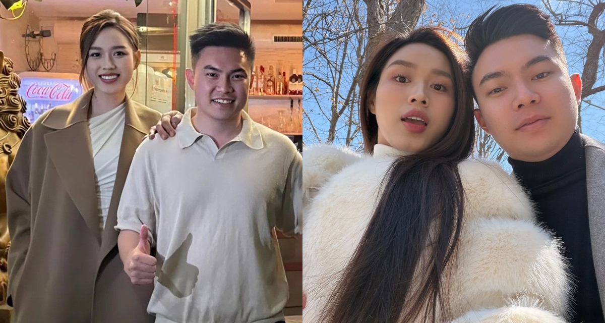 Hoa hậu Đỗ Thị H&agrave; b&aacute;o tin vui với doanh nh&acirc;n Viết Vương