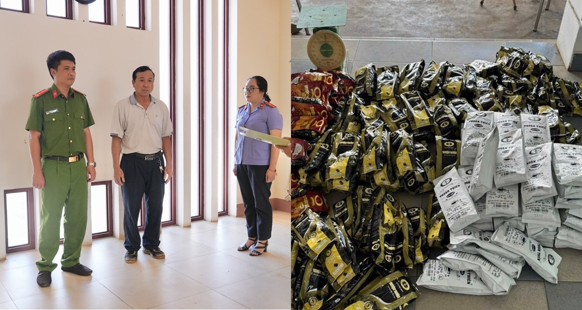 Kiểm tra cơ sở sản xuất c&agrave; ph&ecirc; ở Gia Lai, bắt Nguyễn Thanh Quang 72 tuổi