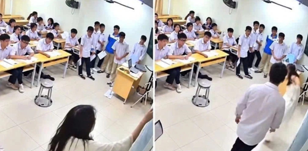 Vụ học sinh lao l&ecirc;n bục giảng đ&aacute;nh c&ocirc; gi&aacute;o ở H&agrave; Nội: Hiệu trưởng l&ecirc;n tiếng, lộ t&igrave;nh trạng mới nhất