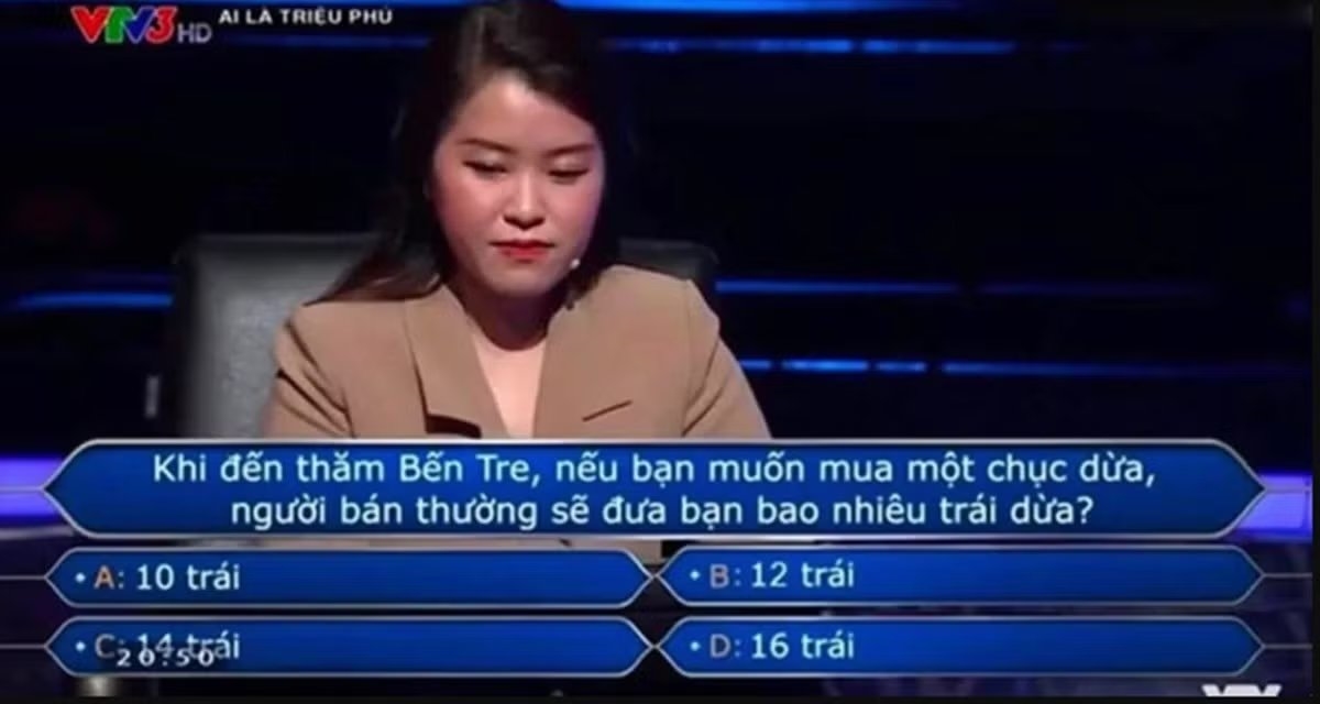 C&acirc;u hỏi &lsquo;g&acirc;y l&uacute;&rsquo; nhất Ai L&agrave; Triệu Ph&uacute;: &lsquo;Một chục dừa được bao nhi&ecirc;u tr&aacute;i?&rsquo;: Ai trả lời 10 l&agrave; sai!