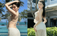 Thanh Thanh Huyền xuất hiện xinh đẹp với đường cong chuẩn chữ S tại bờ biển, lấn át cả Ngọc Trinh