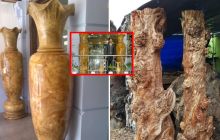 Cặp lục bình gỗ nu lập kỷ lục cao nhất Việt Nam: Tốn 3 năm gia công, làm từ gỗ quý như kim cương