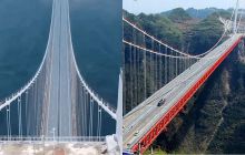 Cây cầu có nhịp dài thứ 5 thế giới ở Trung Quốc, ai đi qua cũng ‘thót tim’ trước độ cao chót vót