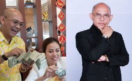 Vừa bị NV cũ 'bóc phốt', ông trùm showbiz lại gây choáng với clip đếm cả hộp tiền đô la cùng vợ