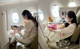Cường Đô La thích thú chia sẻ loạt ảnh chuyến bay đầu tiên năm 2022 của Suchin bên Đàm Thu Trang