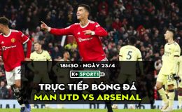 Trực tiếp bóng đá MU vs Arsenal [18h30, 23/4]; Trực tiếp Ngoại hạng Anh hôm nay