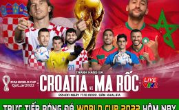 Xem bóng đá trực tuyến Croatia - Maroc; Trực tiếp bóng đá World Cup 2022 Croatia vs Maroc VTV3 HD