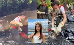  Thùy Tiên dọn rác giữa dòng 'kênh đen' gây sốt; CĐM cảm thán: Hiếm hoi mới thấy 1 hoa hậu như vậy