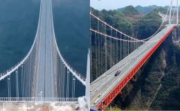 Cây cầu có nhịp dài thứ 5 thế giới ở Trung Quốc, ai đi qua cũng ‘thót tim’ trước độ cao chót vót