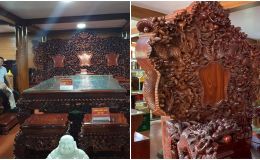 Bộ bàn ghế 30 món làm bằng gỗ hương Lào lớn nhất Việt Nam: Giá 5 tỷ, 30 người làm trong suốt 2 năm
