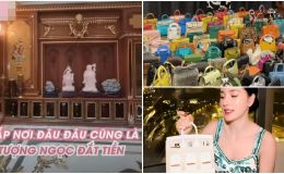 Phòng trưng bày túi hiệu như 'bảo tàng' của Ngân Collagen trong biệt phủ 500 tỷ, chỉ 1 góc đủ mua 1 căn nhà