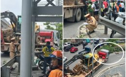  Hồ Tùng Mậu, Hà Nội: Xe đầu kéo va chạm mạnh với xe máy khiến 1 người phụ nữ nguy kịch
