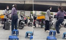 Phẫn nộ clip cô gái bị người bán trà đá đá vali, đuổi đi khi đang đứng ở vỉa hè bến xe Mỹ Đình