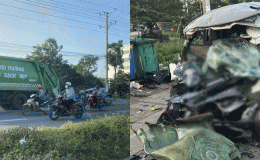 Hiện trường và tin nóng vụ va chạm mạnh giữa tài xế ô tô và xe chở rác khiến 2 người tử vong tại chỗ
