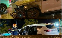 Hiện trường hoảng loạn vụ ô tô 7 chỗ bất ngờ bốc cháy trong cơn mưa tối nay ở TP.HCM