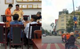 Nhóm người lái Vespa cổ vượt đèn đỏ giữa trung tâm TP HCM  bị cảnh sát xử phạt nghiêm