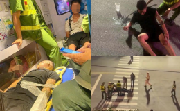 Hiện trường 2 thanh niên 'thông chốt' Nghi Tàm, tông trực diện khiến chiến sĩ CSCĐ bị thương nặng