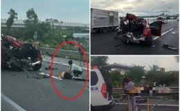 Hiện trường tan tành vụ tai nạn ô tô con và xe tải trên cao tốc HN-HP: Người, xe nằm bẹp giữa đường