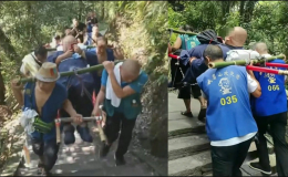 Netizen bàn tán rôm rả về vụ việc nam du khách 130kg chi hơn 80 triệu thuê 9 người khiêng kiệu lên núi ngắm cảnh 