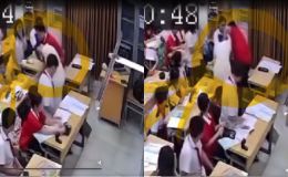 Camera ghi lại thái độ đáng sợ của cả lớp khi nam sinh hành hung cô giáo, lời giải thích quá vô cảm