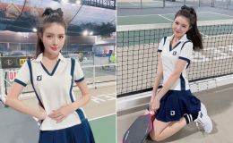 Tình cũ Bùi Anh Tuấn 'phát sáng' trên sân pickleball: Nhan sắc như búp bê, trang phục ghi điểm lớn