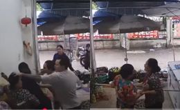 Camera ghi lại cảnh người đàn ông lao vào quán túm tóc, đấm người phụ nữ gãy mũi vì xích mích nhỏ