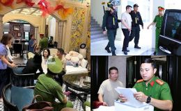 Xôn xao hình ảnh Đoàn Di Băng mếu máo muốn khóc khi chồng bị bắt, lực lượng chức năng đến khám nhà