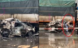 Tài xế ô tô thoát chết thần kỳ sau va chạm kinh hoàng, xe bị vò nát nhưng người không một vết xước