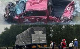 Hiện trường hỗn loạn vụ ô tô chở 4 người bị hất văng qua lan can cầu, rơi xuống suối ở Huế