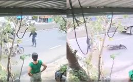 Thót tim khoảnh khắc chiến sĩ PCCC cứu nữ sinh trước bánh xe đầu kéo mất phanh tại Đắk Lắk