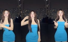 TikToker gây sốt với màn khoe dáng cực nuột, đu trend váy xanh nhận ngay 2 triệu view