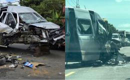 Camera ghi lại khoảnh khắc xe khách tông mạnh xe đầu kéo dừng bên đường, 2 người bị thương nặng