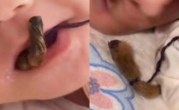 Phẫn nộ cảnh người mẹ cho trẻ sơ sinh ngậm ‘tay khỉ khô’ đầy lông để ngừa bệnh