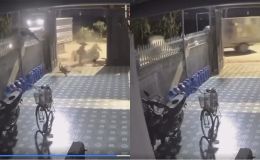 Camera khoảnh khắc 2 thanh niên đi xe máy va chạm kinh hoàng với xe tải, 1 người văng lên hàng rào